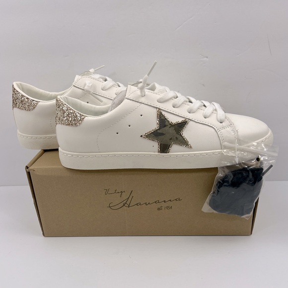 VINTAGE HAVANA, TENNIS SHOES, “WHITE” WITH CAMOUFLAGE & GLITTERING DESIGN, 11.5 - Picture 5 of 16